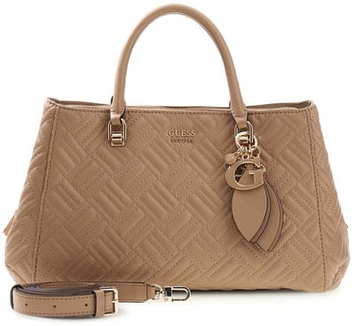 GUESS handtas schoudertas Sally Triple Compartment Satchel Beige Lichtbruin