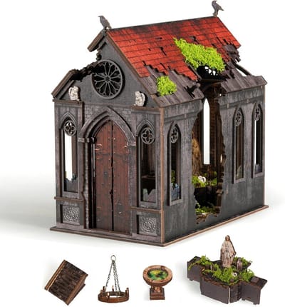 Houten Puzzel Kit - Miniatuur Decoratie 3D Puzzel - Boekenplank Versieren - Interactieve LED Verlichting - Large - Kleurrijk