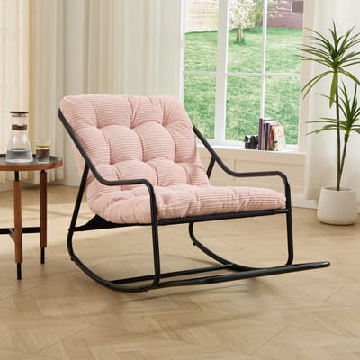 STILVORA Schommelstoel 75 x 116 x 82 cm - Verstelbare Schommelbeweging - Voor Tuin, Balkon En Woonkamer - Staal - Roze