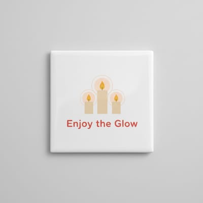 “Enjoy the Glow” Kaarsen Tegel 15×15 cm – Gezellige Warme Licht Keramische Wanddecoratie & Ontspanning Cadeau