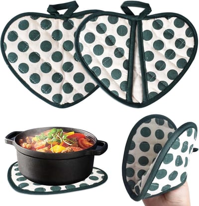 2 stuks ovenhandschoenen met zakken - Antislip en hittebestendig ontwerp - Ovenhandschoenen - Warmte-isolerende keukenmat - 20 * 15 cm - Geschikt voor koken en bakken in de thuiskeuken - Groen