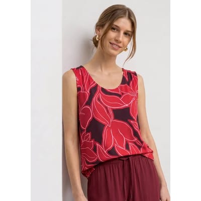 Top met V-hals en elastische zoom