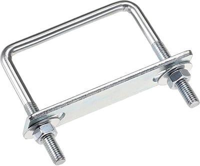 U-bouten, 60 mm binnenbreedte koolstofstaal M6 met moeren, frameplaat, ronde sluitringen