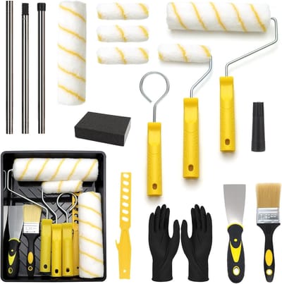 Complete Verfroller Set voor Efficiënt Schilderen - Inclusief Verfrollers, Verftray en Accessoires