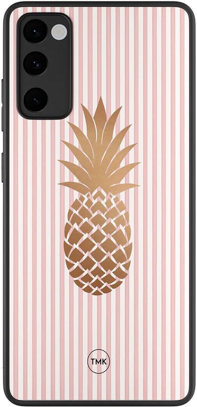 Hoesje geschikt voor Samsung Galaxy S20 FE - Ananas roze - Roze, Goud - TPU case - Print - Hardcase zwart telefoonhoesje