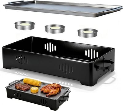Warmhoudplaat - Eten warmhouder - Barbecue gerechten - Hittebestendig aluminium - 36 x 18 cm - Zwart