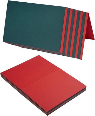 Kerst Blanco Kaarten - Wenskaarten Gevouwen - Persoonlijke Berichten Maken - 250 g/m² Kaartkarton - 5x7 Inch - Rood Groen