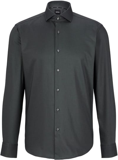 BOSS Joe regular fit overhemd - structuur - grijs - Strijkvriendelijk - Boordmaat: 39