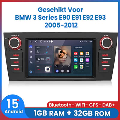 Awesafe Autoradio - Geschikt Voor BMW 3 Series E90 E91 E92 E93 2005 t/m 2012 - RAM 1GB + ROM 32GB - Android 15.0 Systeem - GPS Navigatie Bluetooth WIFI - Radio Scherm - 2005 2006 2007 2008 2009 2010 2011 2012