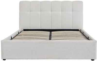 Vente-unique Bed met opbergruimte stof wit 140 x 190 cm