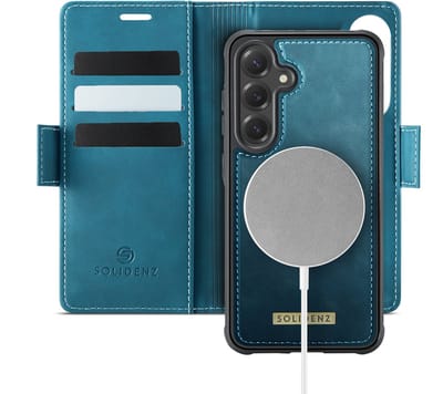 Solidenz Luxe 2-in-1 Wallet Hoesje geschikt voor Samsung Galaxy S24 - Geschikt voor MagSafe Hoes - Afneembare Case - Blauw