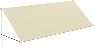 Knikarmscherm - Intrekbaar Zonnescherm - Met Koord - Aluminium Steunstang - Balkonzonnescherm - Zonwering - Voor Ramen, Terras En Balkon - 350x145 cm - Beige - NAIZY