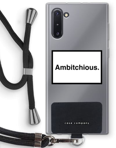 Hoesje met koord geschikt voor Samsung Galaxy Note 10 hoesje met Koord - Ambitchious - Telefoonhoesje met Zwart Koord - Bescherming aan alle Kanten en Over de Schermrand