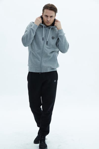 SCR. Alaf - Warme Hoodie Heren - Sweatvest met capuchon - Lichtgrijs - Maat XL