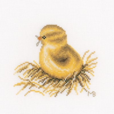 Lanarte Borduurpakket - Borduurset - Borduurpakket volwassenen - Telpakket kit - 13 x 13cm - Kuikentje - Marjolein Bastin - PN-0165385