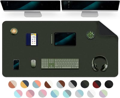 Waterdichte Bureau Mat, Grote Muismat en Tafelbeschermer voor Laptop en Toetsenbord, Ideaal voor Thuis en Kantoor - 120x60cm Donkergroen en Zwart