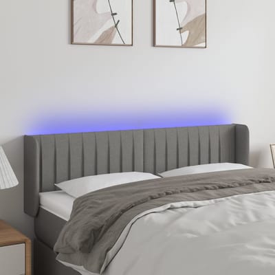 vidaXL - Hoofdbord - LED - 147x16x78/88 - cm - stof - donkergrijs