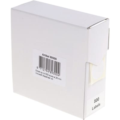Etiket Rillprint 25mm op rol wit 500 stuks