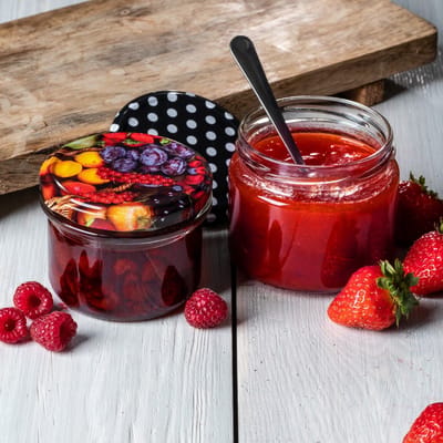 KADAX Inmaakpotten met schroefdeksel, jampotten, 330 ml, voorraadpotten voor jam, honing, potten met schroefsluiting, goud, 10 stuks