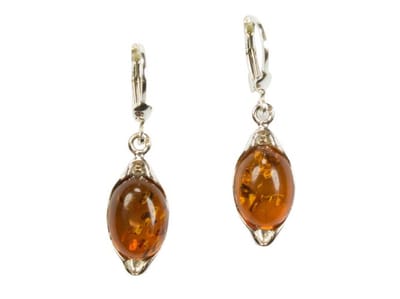Zilveren oorbellen met sluiting Amber / Barnsteen 925 zilver