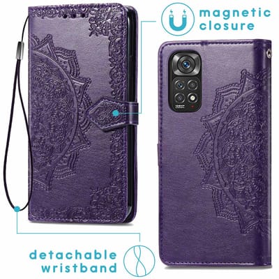 imoshion Hoesje - Geschikt voor Xiaomi Redmi Note 11 Pro - Mandala Bookcase - Paars
