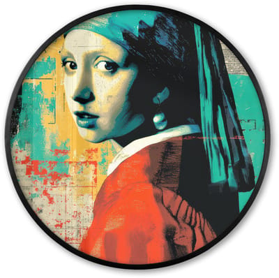 Poster in lijst Rond - Fotolijst 60x60 cm - Posters - Klassiek - Pareloorbel - Streetartstijl - Kleurrijk - Ronde posterlijst zwart - Decoratie - Wanddecoratie woonkamer - Muurdecoratie slaapkamer