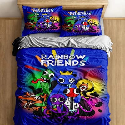 Graffiti Rainbow Friends Cartoon Dekbedovertrek VK Eenpersoons Tweepersoons Kingsize VS Twin Volledig Queensize Beddengoedset EU Twin(135x200cm)