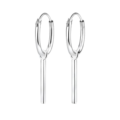 Joy|S - Zilveren bar 1 x 10 mm - staaf oorbellen - oorringen