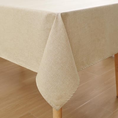Famanu - Tafelkleed met linnenlook, afwasbaar, lotuseffect, rechthoekig, 140 x 300 cm, tafelzeil, waterafstotend, tafellinnen, vlekbescherming, crème