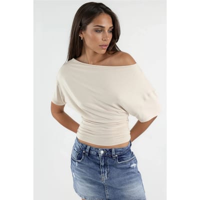 Asymmetrische Hals Zachte Viscose Trui