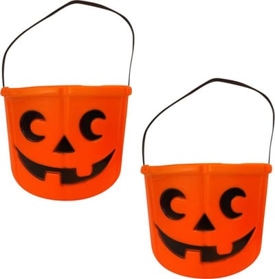Fjesta© Halloween Emmer - Pompoen Emmer - Halloween Snoepemmer - ø17cm - 2 stuks
