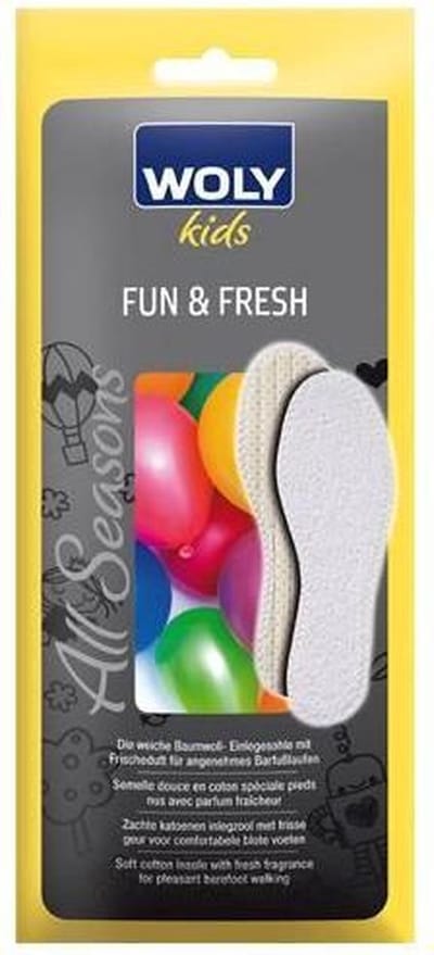 Woly Fun & Fresh Kids - Katoenen inlegzolen met frisse geur - Maat 23