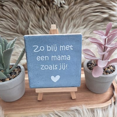 Robuust wenstegeltje – Zo Blij met een Mama zoals Jij – 10x10 cm – Lief Cadeau voor Moederdag, Mama's Verjaardag of Zomaar voor Mama – Wanddecoratie – Trendy nu