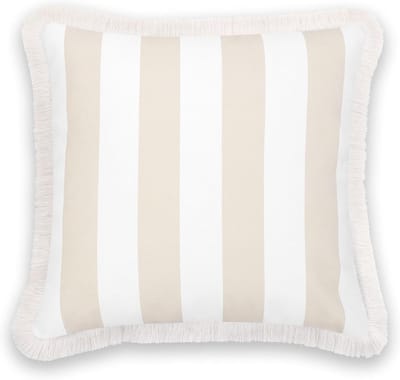 Kussenhoes Buiten - Decoratief Sierkussen - Binnen Buiten Gebruik - Waterafstotend Polyester - 50x50 cm - Neutrale Tan Streep