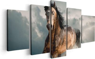 Artaza Canvas Schilderij Vijfluik Wilde Paard In Het Zand  - 100x50 - Foto Op Canvas - Canvas Print