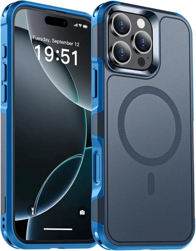 Hoesje Geschikt voor Apple iPhone 16 Pro - Compatibel met MagSafe - Back Cover met Magneet - Dual-Layer Hybride Case Blauw