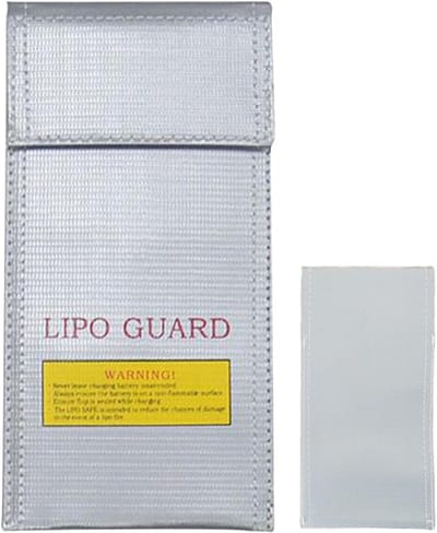 Batterij Opbergtas - Accu Container - Veilig Opbergen - Brandvertragend Materiaal - 21 x 12 cm - Grijs