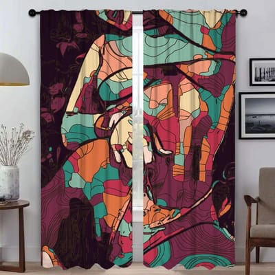 Moderne Woonkamer Gordijnen voor Camera Abstract Sexy Meisje Verduisterend Gordijn Tule voor Slaapkamer Halloween Decoratie Shades Jaloezieën W50xH70cmx2pcs-CL