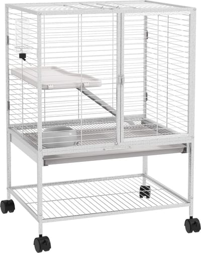 PawHut-Kooi voor kleine dieren-Staal-61,5x44,5x86cm-Lichtgrijs