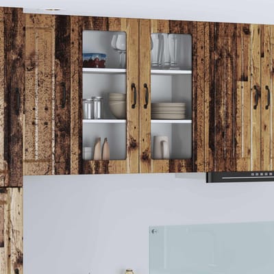 vidaXL - Wandglas - Kasten - LUCCA - Oud - hout - 80 - x - 31 - x - 80 - cm - Bewerkt - hout
