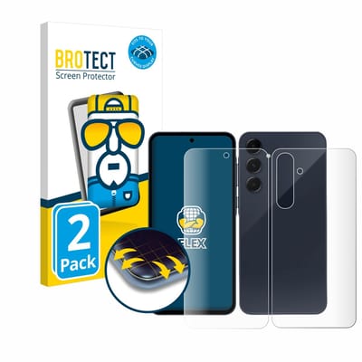 BROTECT - Screenprotector voor Samsung Galaxy A55 5G (Voor+Achter) - Folie Beschermfolie transparant volledig dekking - 2 Stuks