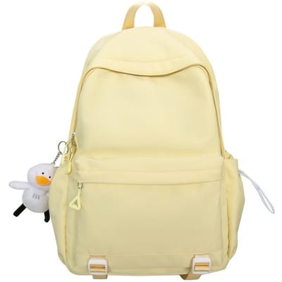 Rugzak Casual Rugzakken in Japanse Stijl in Effen Kleuren voor Het Back-to-school Seizoen, Schooltassen voor Leerlingen van de Brugklas en Bovenbouw Single bag with pendant geel