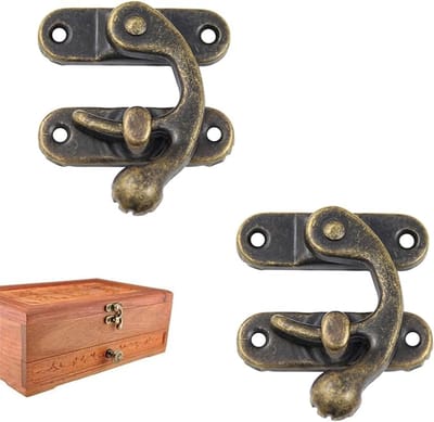 Meubelsloten - 20 stuks Brons haaksluitingen, Houten doosversluitingen, Kistversluitingen haaksluitingen, Vergrendelingshaaksluitingen, Brons hoornhaakken, Vintage slotsluitingen, voor houten dozen, juwelenkasten, garderoben
