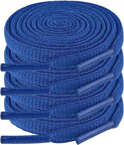 2 Paar Blauwe Veters voor Sneakers en Sportschoenen - 100cm Plat, 6mm Breed, Scheurvast - Donkerblauw en Lichtblauw, Perfect voor Sport en Vrije Tijd