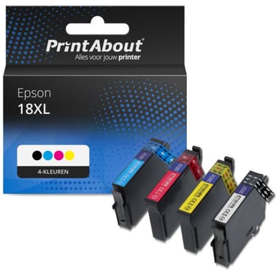 PrintAbout huismerk Inktcartridge 18XL (C13T18164012) 4-kleuren Multipack Hoge capaciteit Geschikt voor Epson