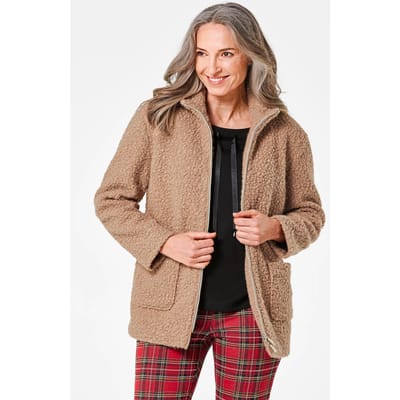 Teddyjas met opstaande kraag - camel - Gr. 40 van Goldner Fashion