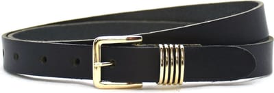 Riem dames zwart met gouden gesp - zwarte riem gesp goud - damesriem 100% leder - Riemmaat 85 - Totale lengte 100 cm