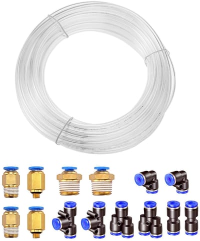 SPHProducts - Pneumatische Slang - Flexibele Persluchtslang - Transparant - PU-slang 10 meter - Verbindingsstukken inbegrepen - Geschikt voor diverse t...