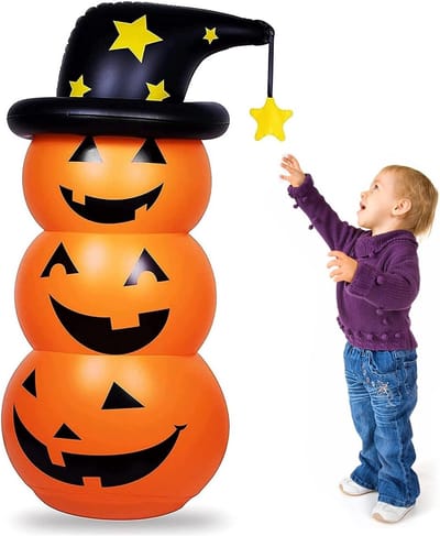 Pmueuff Halloween decoratie, opblaasbare pompoen tumbler met heksenhoed, blow-up pompoen tumbler Halloween-decoratie binnen en buiten, feestaccessoires voor herfstdecoratie, tuin