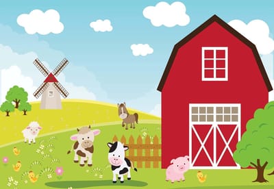Fotobehang Farm Cartoon Boys Bedroom | XL - 208cm x 146cm | 130g/m2 Vlies